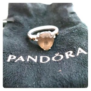 Pandora silver with gold detail- amber stone
